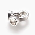 thumbnail image 3 of 5Set Brass Micro Pave Cubic Zirconia Fold Over Clasps Clear Real Platinum Plated Clasp: 12x6.5x6mm Cord End: 8x5.5mm Inner Diameter: 4mm, 3 of 3