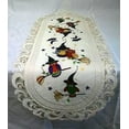 thumbnail image 2 of Doily Boutique Halloween Table Runner with Owls and Witch Hats Embroidered on Ivory Fabric, Size 15 x 34 inches, 2 of 6