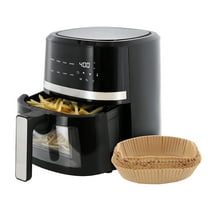 MegaChef 4 Quart Digital LED Display Electric Air Fryer with Transparent Window in Black with 125 Piece Paper Liners