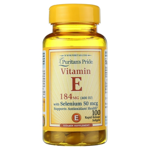 Puritan's Pride Vitamin E Softgelswith Selenium, 400 IU, 100 Ct