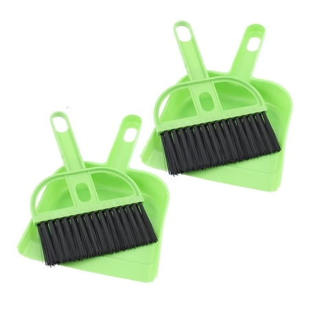 Computer Car Window Fans Cleaner Cleaning Tool Brush Dustpan Green 2 Sets