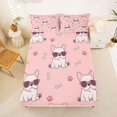 thumbnail image 4 of Manfei Cute French Bulldog Bed Sheets, Cartoon Paw Bone Full Size Sheets, Pink, 4 Pieces, 1 Flat Sheet, 1 Fitted Sheet and 2 Pillowcases, 4 of 6