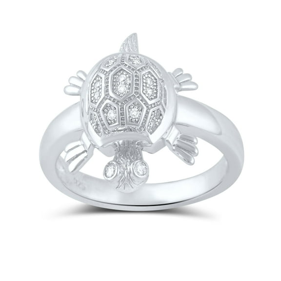 Sterling Silver Cz Turtle Ring for Women and Teens - Size 4