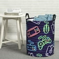 thumbnail image 3 of DouZhe Waterproof Collapsible Large Laundry Baskets, Neon Style Video Game Controls Prints Circular Hamper with Handles, 3 of 7