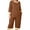 C1-Mocha Brown, variant on Womens Plus 2 Piece PJS Soft Sleepwear 3/4 Sleeve Top and Waisted Adjustable Capri Pants with Pockets