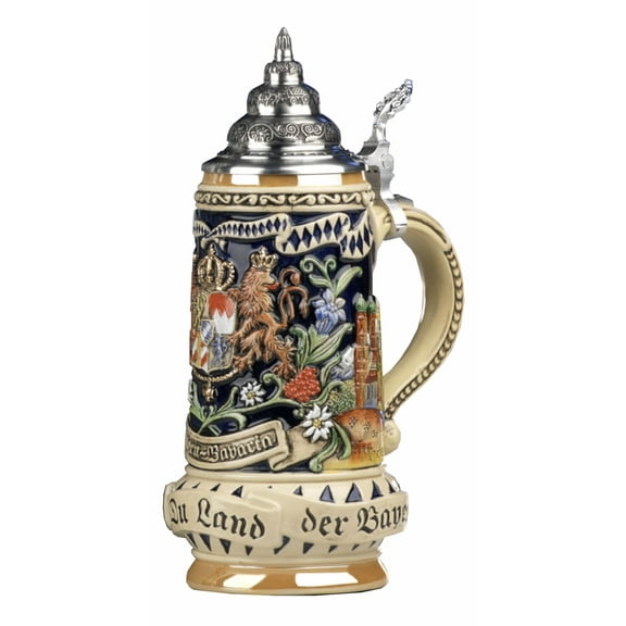 German Beer Stein Bavaria Stein, 0.5 liter tankard, beer mug KI 393 0,5L Bayern.