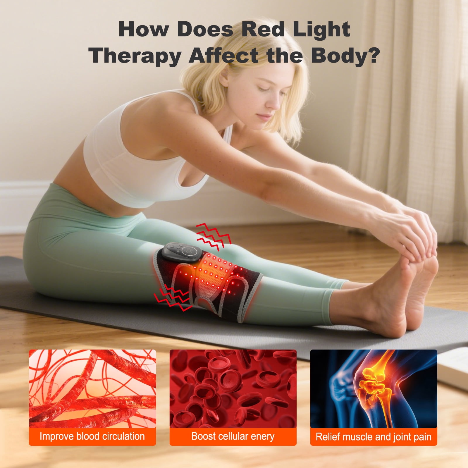 HONGJING Knee Massager with Heat, 2-in-1 Heating Pad with Massager for Knee Shoulder