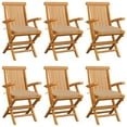 thumbnail image 1 of vidaXL Garden Chairs with Beige Cushions 6 pcs Solid Teak Wood, 1 of 12
