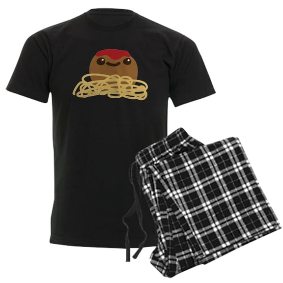 CafePress - Cute Meatball And Spaghetti Men's Dark Pajamas - Men's Dark Loose Fit Cotton Pajama Set