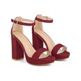 thumbnail image 4 of BLISSFUL STEP Platform Ankle Strap Open Toe Block Heel Sandals for Women Burgundy 6, 4 of 6