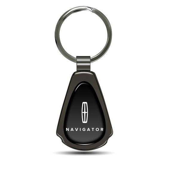 Lincoln Navigator Black Dome Gunmetal Black Metal Teardrop Key Chain
