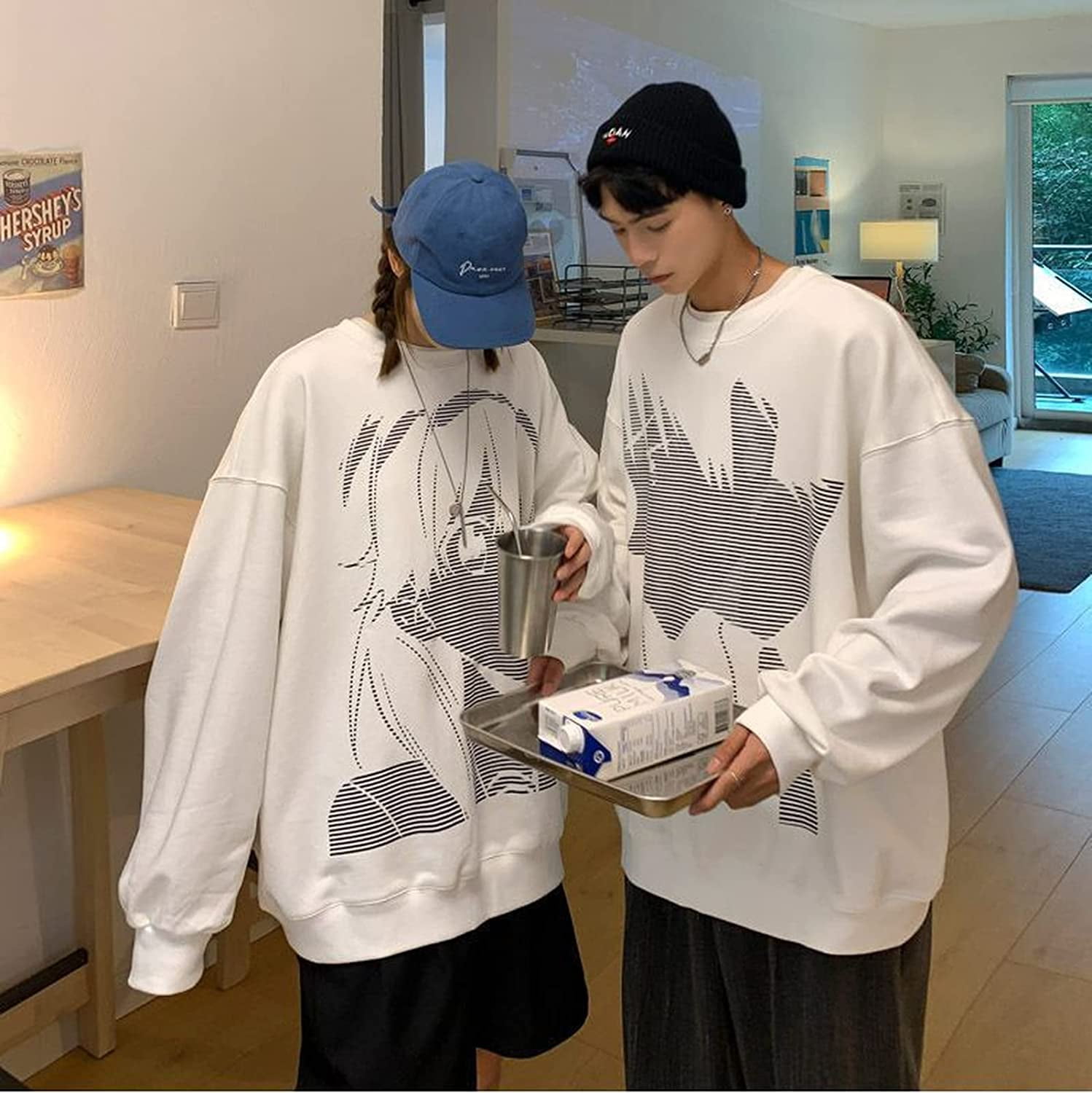 CoCopeaunt Men Y2K Harajuku Hoodie Kawaii Japanese Manga Aesthetic Fake Two  Piece Sweatshirt Anime Preppy Oversize Cute Pullover Tops 