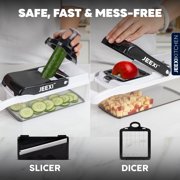 JEEXI Pro Vegetable Chopper, Multi-functional Onion Chopper, Veggie Chopper w/ Stainless Steel Blades, Vegetable Slicer w/ Container, Mandoline Slicer, Dicer, Cutter Ideal for Fruits/Salads