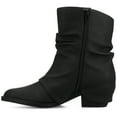 thumbnail image 2 of Journee Womens Wynette Western Pointed Toe Cuban Heel Slouchy Comfort Ankle Booties, Widths Available, 2 of 9