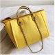 thumbnail image 5 of LHSHID Women Canvas Handbag Large Capacity Chain Tote Bag PU Handle Shoulder Bag, 5 of 6