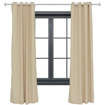 Sunnydaze Modern 2-Piece Beige Solid Light-Filtering Indoor or Outdoor Curtain Set