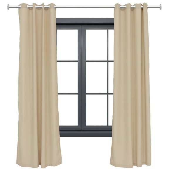 Sunnydaze Modern 2-Piece Beige Solid Light-Filtering Indoor or Outdoor Curtain Set