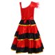 thumbnail image 4 of Vestido de baile con falda oscilante para salón de baile para niñas, disfraz de actuación, vestido con cinturón con volantes y hombros irregulares y tocado, 4 of 5