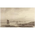 thumbnail image 2 of Petrus Franciscus Greive 14x10 Gold Ornate Wood Frame and Double Matted Museum Art Print Titled - View of Veere (1855), 2 of 4