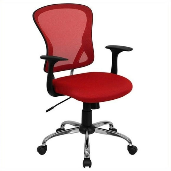 Scranton & Co Modern Mesh Fabric Mid-Back Office Chair in Red