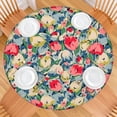 thumbnail image 2 of Pioneer Flower Floral Print Pattern Round Fitted Tablecloth with Elastic Edge,Dining Table Cover Waterproof,Outdoor Round Tablecloth for Camping,Dining,Indoor and Outdoor, 2 of 7