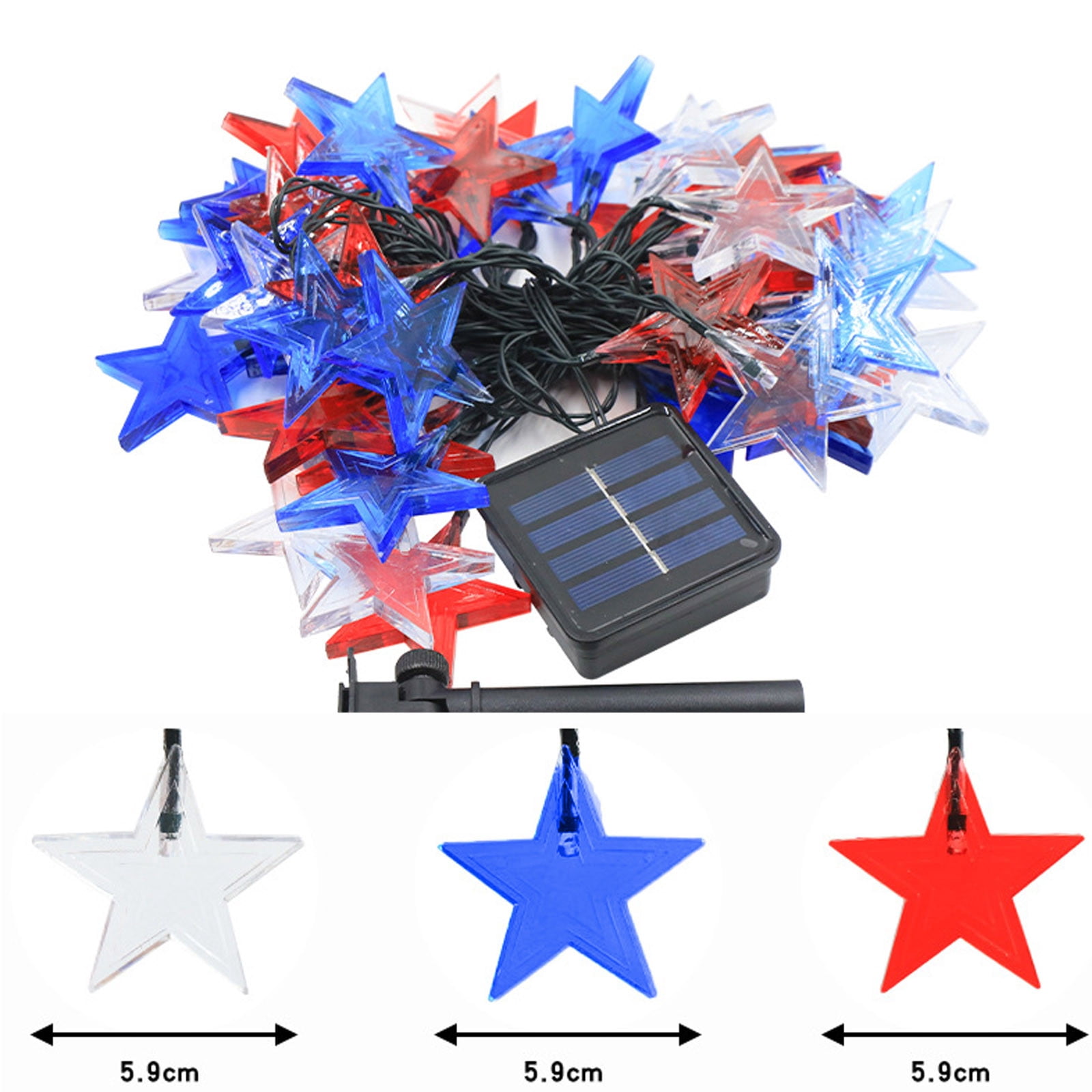 Diceymbol 4th of July Decorations Solar String Lights Outdoor 472" 100 LED Red White and Blue Patriotic Fairy Lights for Yard Independence Day 250th Anniversary