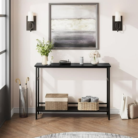 39" Entryway Console Table, 2 Tier Narrow Long Sofa Table, Behind Couch Table with Adjustable Shelf, Entryway Table for Living Room Hallway Entrance