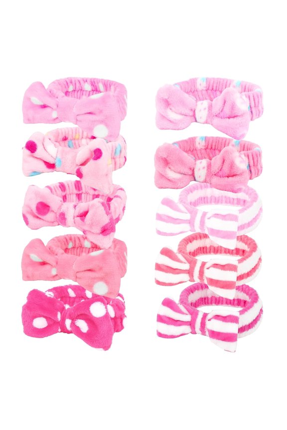 10 Pack Pink Skincare Headbands Set for Women Girls Spa Headband for Washing Face Bulk Valentines Day Party Favor & Gift Set Multiple Color
