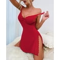 thumbnail image 5 of ChicMe Nightgowns for Women Sexy Solid Color Chemise Lace Trim Side Slit Modal Cami Nighty Womens Loungewear Wine Red-XL, 5 of 9