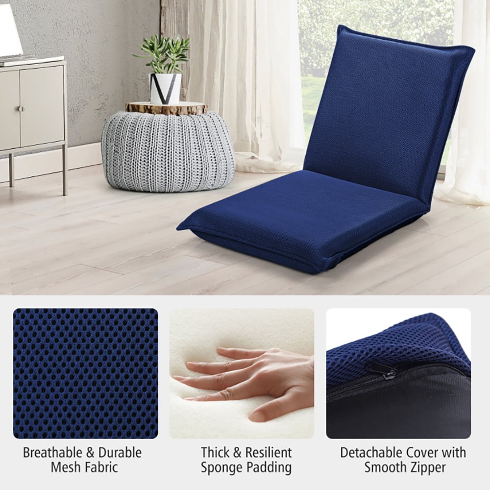 Finihen Floor Chair, Folding Lazy Sofa Chair, Adjustable 6 Positions Folding Lazy Man Sofa Chair, for Living Room, Bedroom, for Gaming, Reading, Navy Finihen Floor Chair, Folding Lazy Sofa Chair, Adjustable 6 Positions Folding Lazy Man Sofa Chair, for Living Room, Bedroom, for Gaming, Reading, Navy