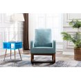 thumbnail image 7 of Rocking Chair, High Backrest Upholstered Velvet Accent Armchair with Rubber Wood Legs and Side Pocket, Comfy Glider Rocker Chair for Living Room and Bedroom, Light Blue, 7 of 7