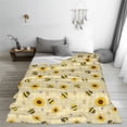 thumbnail image 5 of Fuzoiu Sunflowers Bee Print Ultra-Soft Micro Fleece Blanket,All Seasons Flannel Throw, Lightweight Blanket for Bed, Sofa, Couch, Movie Night, Camping, and Travel-40"x30", 5 of 7