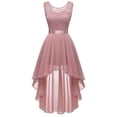 thumbnail image 4 of Female Floral Lace Chiffon Dress Bridesmaid Dress Cocktail Dresses Mid-length Prom Party Dresses with Waist Tied, 4 of 9