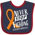 thumbnail image 3 of Inktastic Never Stop Fighting Leukemia Awareness Orange Ribbon Boys or Girls Baby Bib, 3 of 4