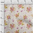thumbnail image 1 of oneOone Cotton Poplin Peach Fabric Leaves & Watercolor Flower Floral Craft Projects Decor Fabric Printed By The Yard 42 Inch Wide, 1 of 4