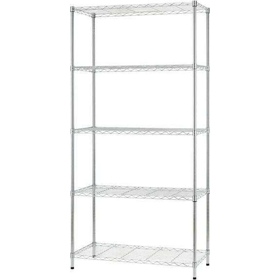 14" D×36" W×72" H Wire Shelving Unit Metal Shelf with 5 Tier Adjustable Layer Rack Commercial Strong Steel for Restaurant Garage Pantry Kitchen,Chrome