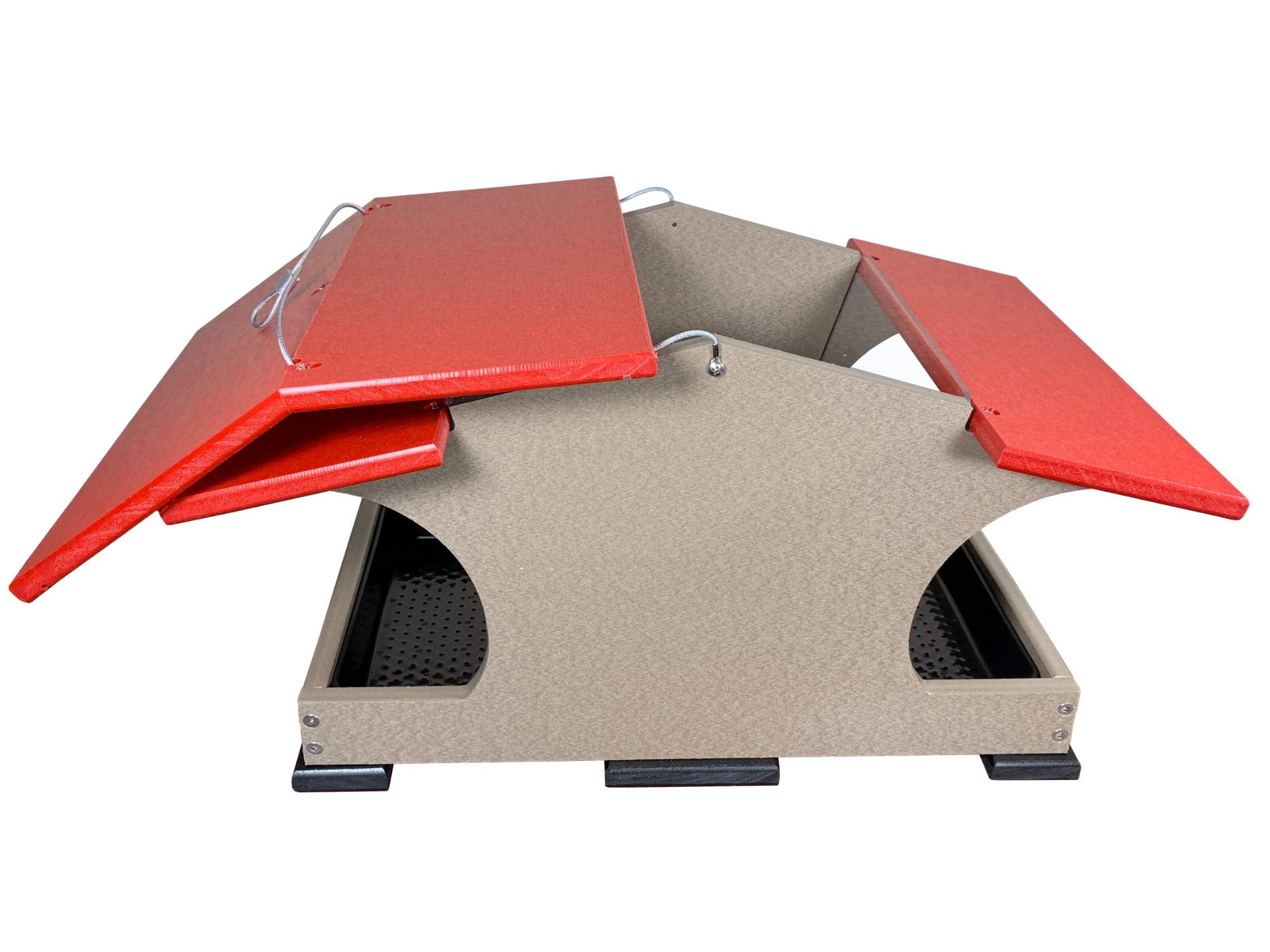 JCs Wildlife Large Poly Hopper Bird Feeder (Cardinal Red/Tan)
