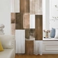 thumbnail image 6 of Brown Geometric Sheer Curtains 54 Inches Long, Vintage Oil Painting Contemporary Light Filering Curtains, Breathable Simi Curtain Privacy Drapes for Kitchen Bathroom Small Window Treatment, 6 of 9