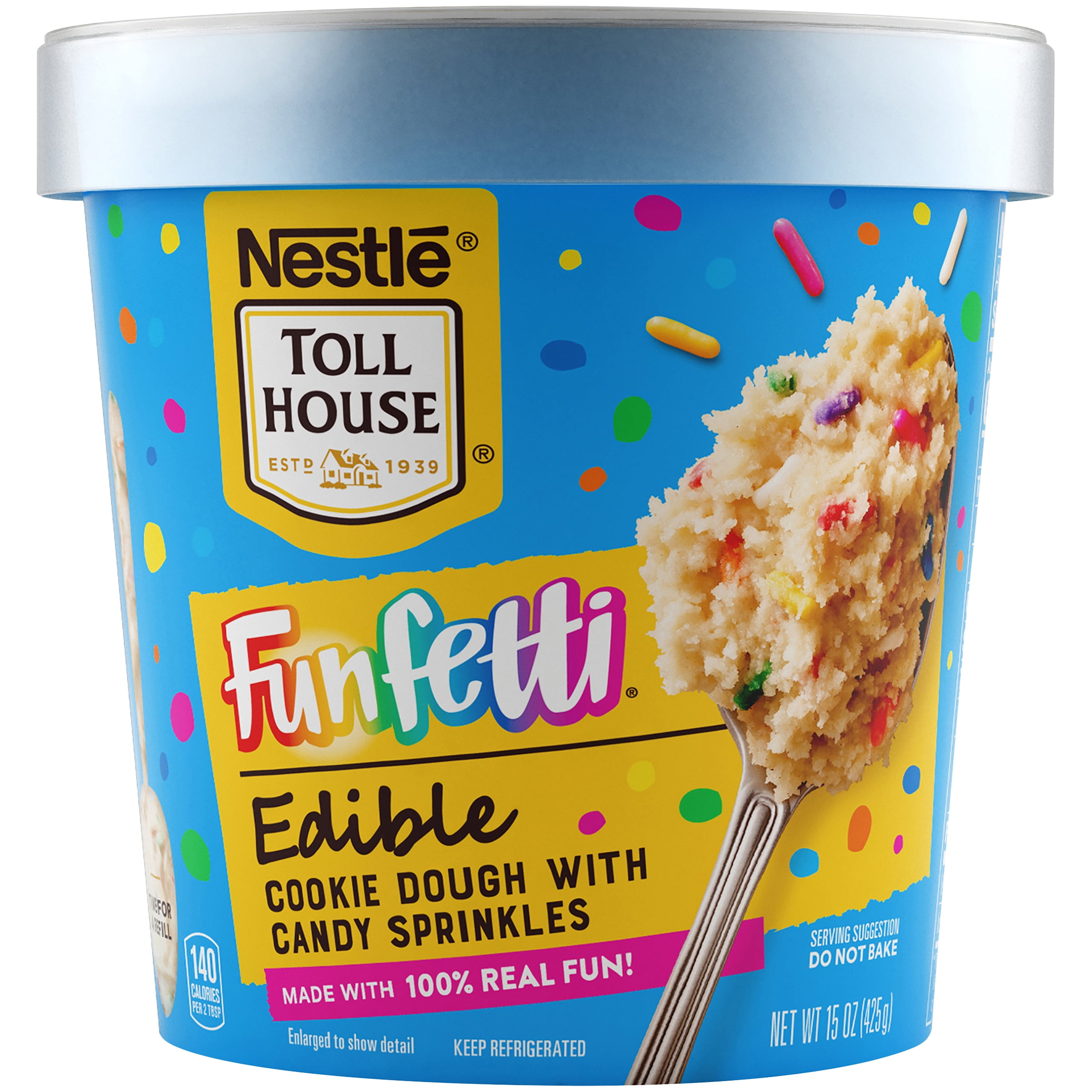 Nestlé Toll House Funfetti Edible Cookie Dough, 15 oz. Safe to Eat Cookie Dough, Made with