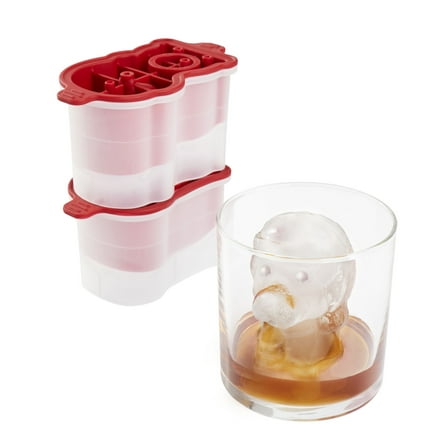 Tovolo Dog Ice Cube Mold Holiday Pup Shaped Sphere Ice Molds Set of 2 Festive Christmas Stocking Stuffer for Adults, Large Slow Melting Dishwasher Safe Silicone Holiday Ice Cube Molds