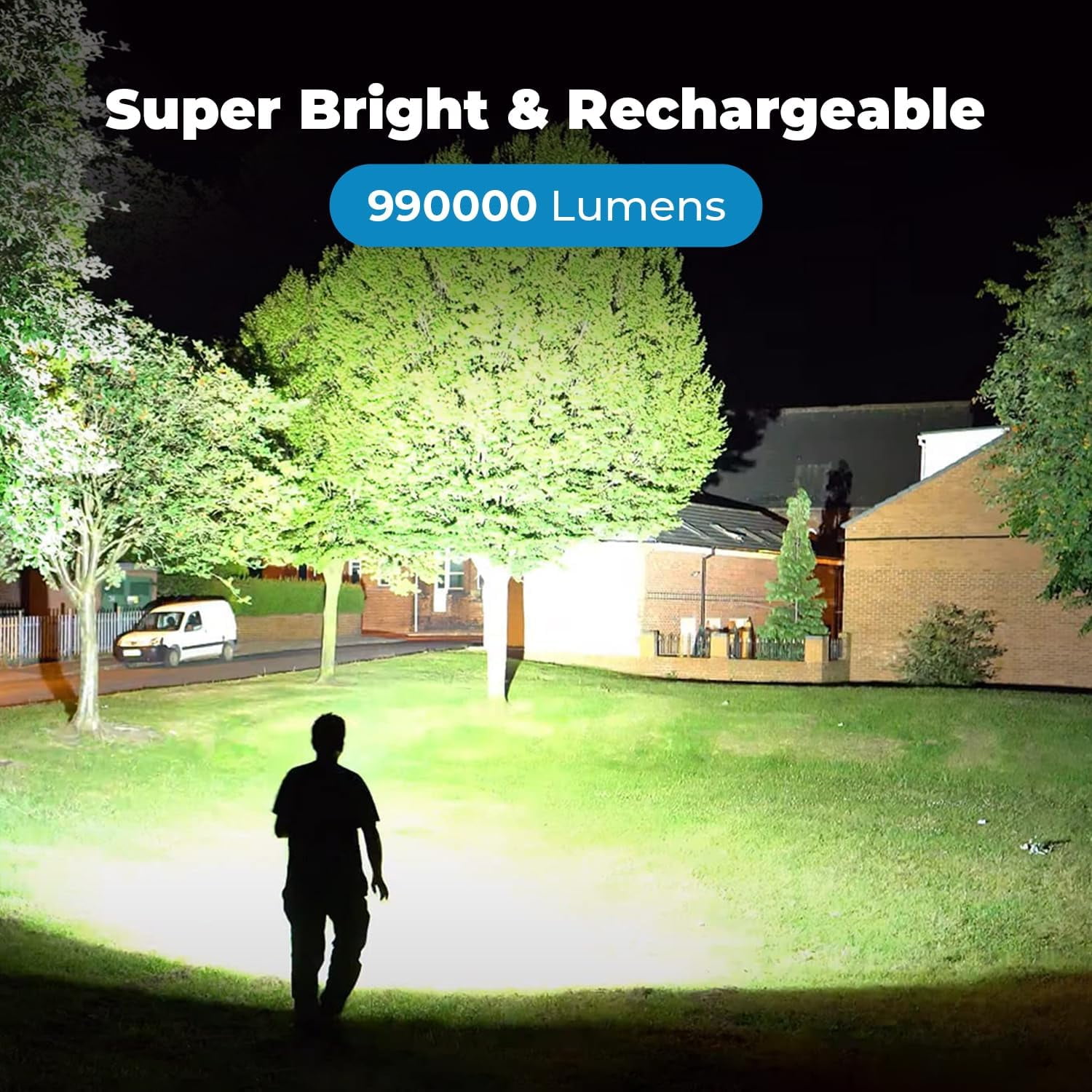 Rechargeable Flashlights High Lumen 2 Pack, 990000 Lumens Super Bright LED Flashlight with 5 Modes & 12 H Run Time, IPX6 Waterproof Powerful Handheld Flash Light for Home, Camping Emergencies