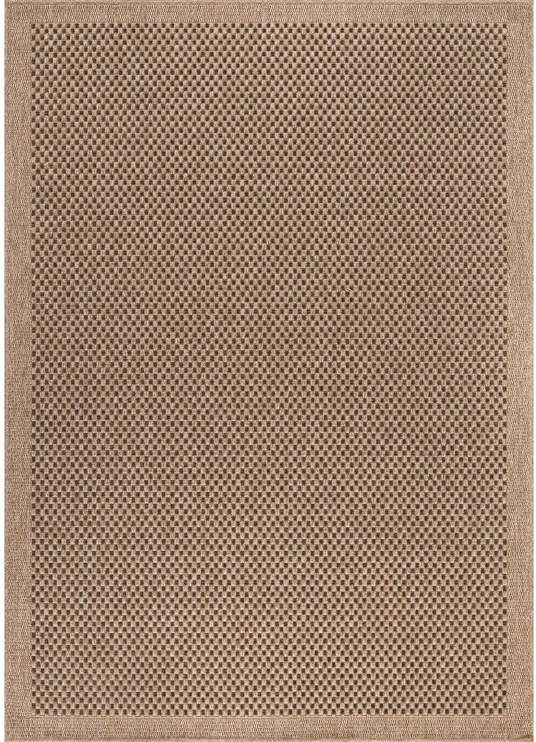CAMILSON Easy Jute Rug Indoor Outdoor Farmhouse Area Rugs Checkered-Natural 6x9