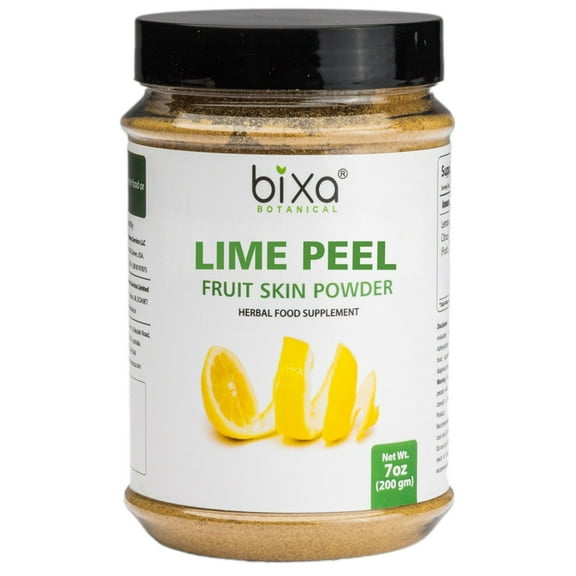Lime Peel Powder (Citrus Limonum) 200g (7 Oz), Natural Skin Care for Skin Vitality | Ayurvedic Herb for Prevents pimples & rehydrates Skin | Bixa Botanical