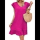 thumbnail image 1 of Vestidos de Verano para Mujer, Cuello en V, Mangas , Dobladillo con Volantes, Vestido Corto, Rosa Rojo, Talla M, 1 of 8