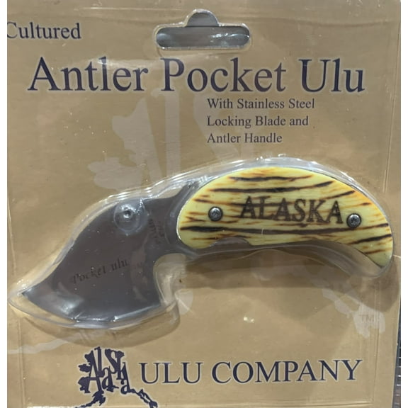 Alaska Cultured Antler Handle Pocket Ulu Knife