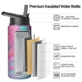 thumbnail image 2 of 18oz Insulated Water Bottle with Straw & Cleaning Brush, Wide Mouth Stainless Steel Flask, Liquid & Marble Print, 2 of 5