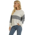 thumbnail image 6 of Womens Round Neck Long Sleeve Colorblock Casual Knit Pullover Sweater Fall Winter S-5XL Blue, 6 of 8