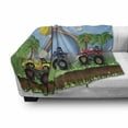 thumbnail image 3 of Monster Truck Soft Flannel Fleece Throw Blanket, Graphic Colorful Monster Trucks Racing on Skid Trail in Exotic Environment, Cozy Plush for Indoor and Outdoor Use, 50" x 70", Multicolor, by Ambesonne, 3 of 6