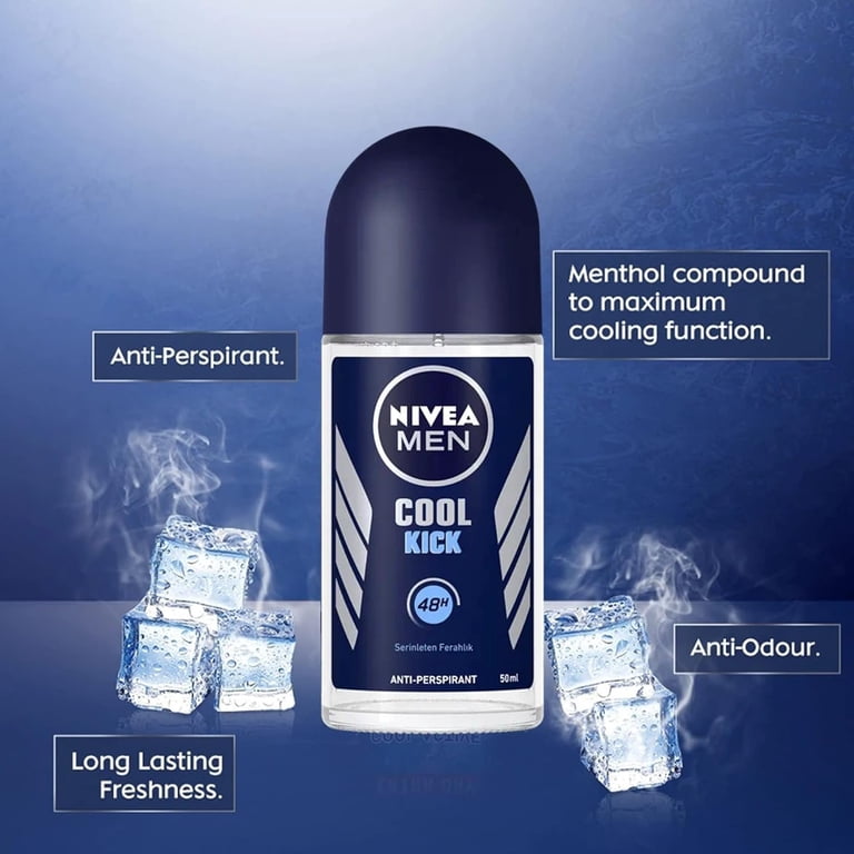 Nivea Men Cool Kick Anti-Perspirant Deodorant Roll-On, 50 ML 3pk