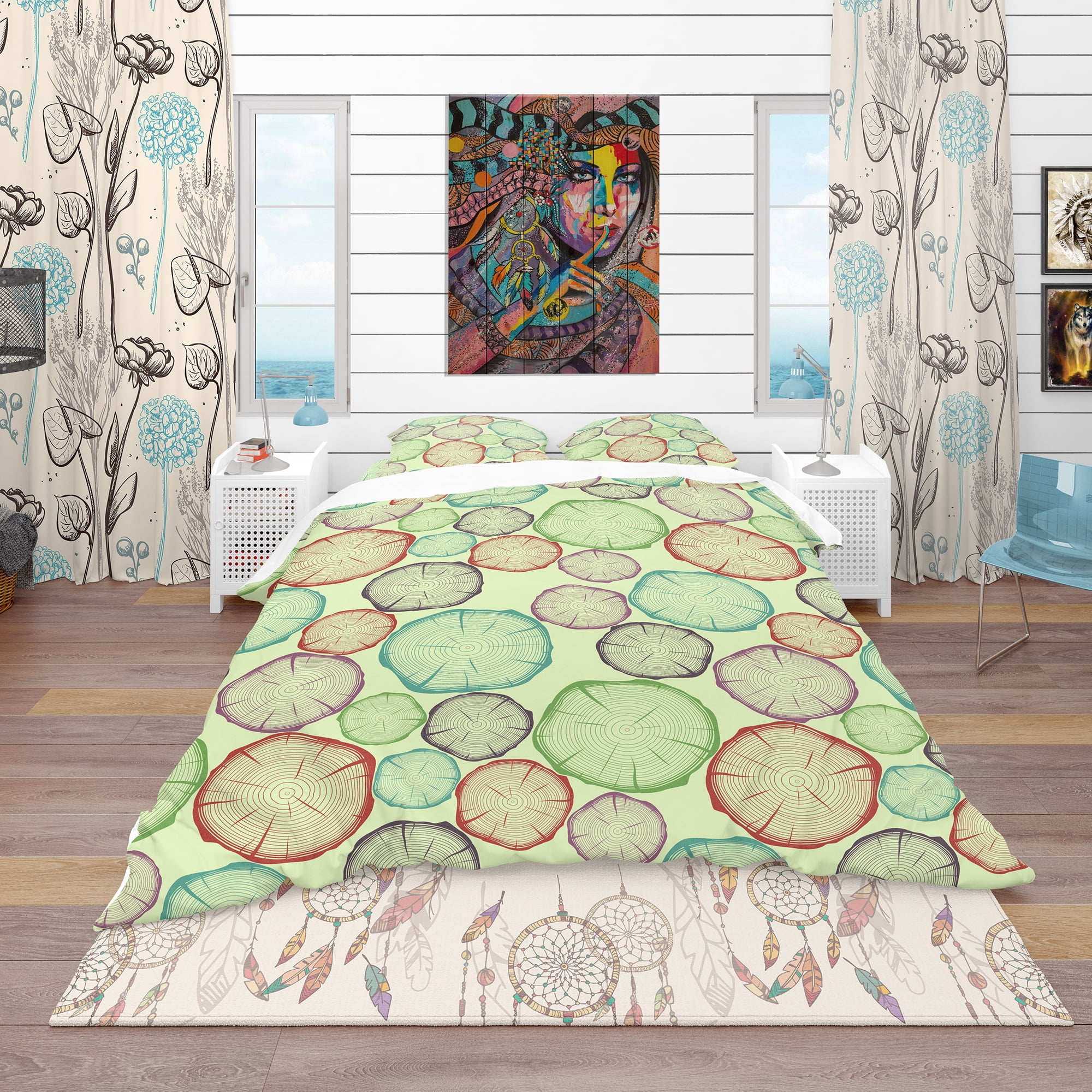 Designart 'Pattern with Tree Rings' Bohemian & Eclectic Duvet Cover Set